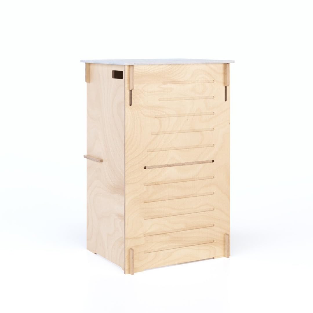 Bancone Fieristico Professionale | 60 x 49 x h. 95 cm | Rapido montaggio a incastro | Desk in Legno con ripiano | Stand Espositivo | Reception Portatile per Fiere, Eventi e Showroom (L. 60 cm)
