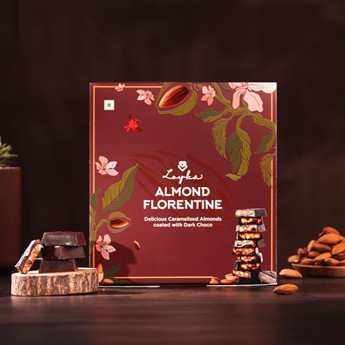 Image of Loyka Almond Florentine /Chocolate Almond Box - 12 pcs | Premium Chocolate Gift Hamper | Choco & Nut Dryfruit Delicacy | Caramalised Almonds coated with Dark Choco | Any-time snack