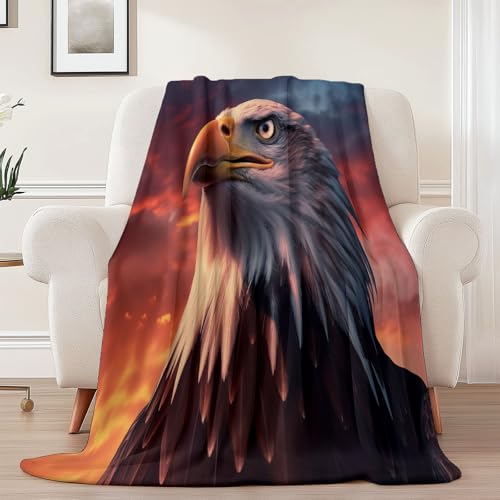 Warme Kuscheldecke Flanell Adler Decke, 100 x 130 cm Cartoon Vögel Linien Drucken Sofadecke Weiche - Flauschige Wolldecken Tagesdecke Wohndecke Für Erwachsene und Kinder Dekor Mehrfarbig