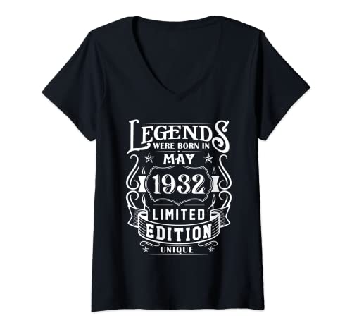 Mujer Cumpleaños Mayo 1932 Edición Limitada Regalo Legend May Camiseta Cuello V