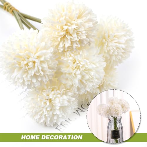 Artificial Chrysanthemum Flowers, 6pcs Artificial Fake Flowers White Silk Faux Flower Bouquet Arrangements for Table Decor Indoor Vase image 8