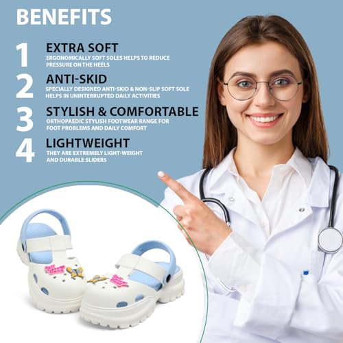 Image of DOCTOR HEALTH SUPER SOFT Stylish and Light Weight & Waterproof Anti Skid Women Clogs with Cushioned Footwear || Comfortable with Adjustable Back Strap Women Clog Everyday Wear