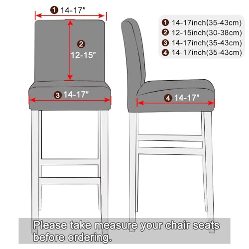 Image of Lellen Bar Stool Covers Set of 4- Jacquard Bar Stool Chair Cover with Backs,Barstool Covers Slipcovers,Stretch Barstool Seat Covers,Chair Protector Covers for Kitchen Dining Room Counter Island