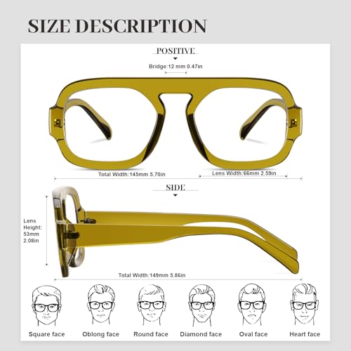 Image of Aviator Blue Light Blocking Glasses for Women Men Square Flat Top Computer TV Eyeglasses Anti Eyestrain