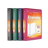 Cardinal 3 Ring Binders, Binders for School and Office, Durable 1 Inch, Round Rings, Holds 225 Sheets, ClearVue Presentation View, Non-Stick, Assorted Colors, 4 Pack (1017672)