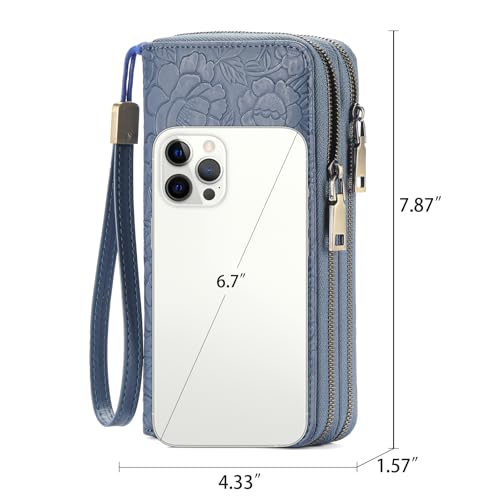Image of GAEKEAO Wallet for Women Clutch RFID Blocking Wristlet Leather Purse Large Capacity Credit Card Holder with Grip Hand Strap