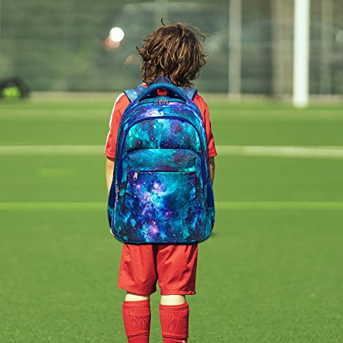 LEDAOU Schulrucksack Jungen Teenager Mädchen Schultaschen Kinder Rucksäcke Wasserdicht Leichtgewicht Schulranzen Groß für Schule Geschenke (Galaxy Blue+5017)