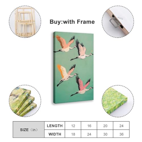 Toile rétro japonais grue et faune avec impression haute définition