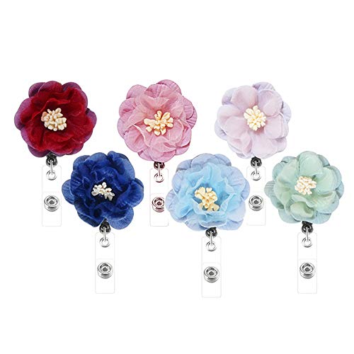 6 Pieces Retractable ID Badge Reel Badge Holder Reel Clip on Card Holders with Clip for Nurse Teachers Doctors Office Employee Name Badge ReelMultiple