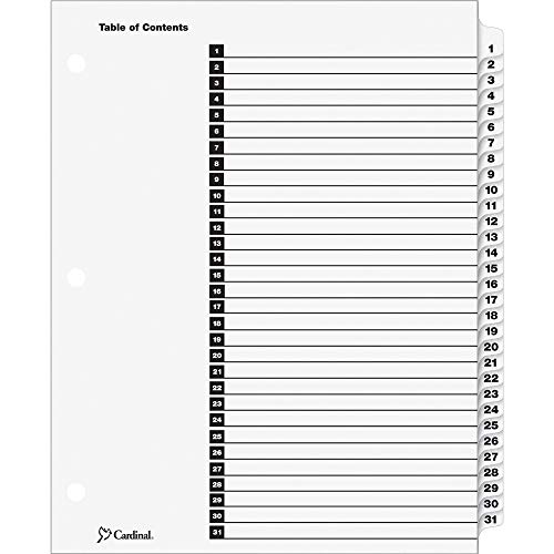 Cardinal Crd60113cb intercalaires table des matières printable pour classeur de bureau