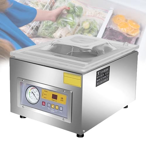 Selladora al Vacío Comercial de Cámara, Área de Sellado 13x10, Control Digital, 120W, Máquina de Conservación de Alimentos de Sobremesa para Cocina, Hogar y Uso Comercial