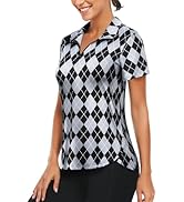 Vldnery Womens Golf Polo Shirts Quarter Zip Up Short Sleeve Printed Clothes Moisture Wicking Tenn...