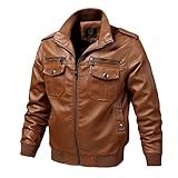 Celucke Herren Biker Jacke Kunst- Lederjacke