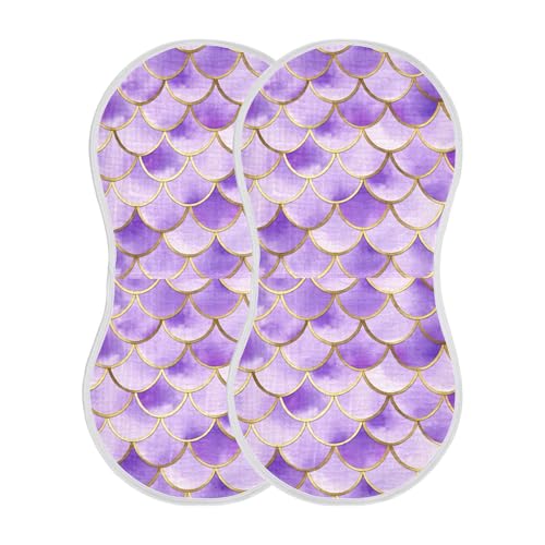 xigua Lavender Scallop Baby Burp Cloths for Newborn Boys and Girls 4 Pack, Soft & Absorbent Cotton Baby Burp Cloth, Baby Washcloths, Newborn Towel, Burp Rags2