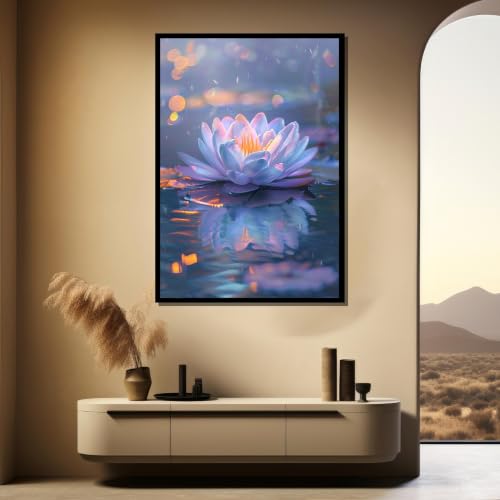Tableau fleur de lotus zen 80x110cm déco murale pour studio de yoga