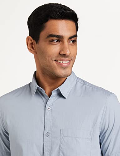 Image of Amazon Brand - Symbol Men's Cotton Shirt | Casual | Plain | Half Sleeve | Summer - Regular Fit (Available in Plus Sizes)