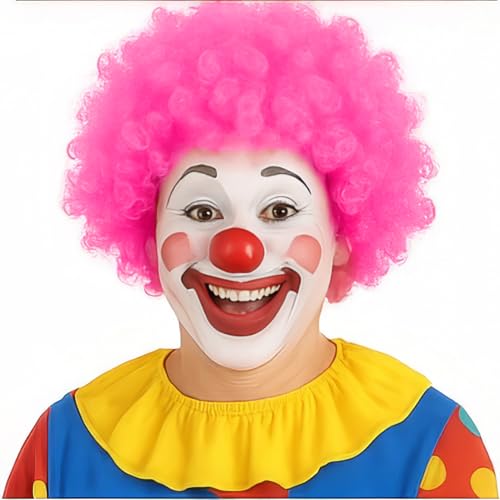 Wrzbest Pack of 2 Funny Clown Curly Afro Wigs Rainbow Wigs Colorful Clown Wig Crazy Afro Wig 70s 80s Disco Theme For Little Youth Adult Women Mens Party Halloween Costume Prank (Peach)