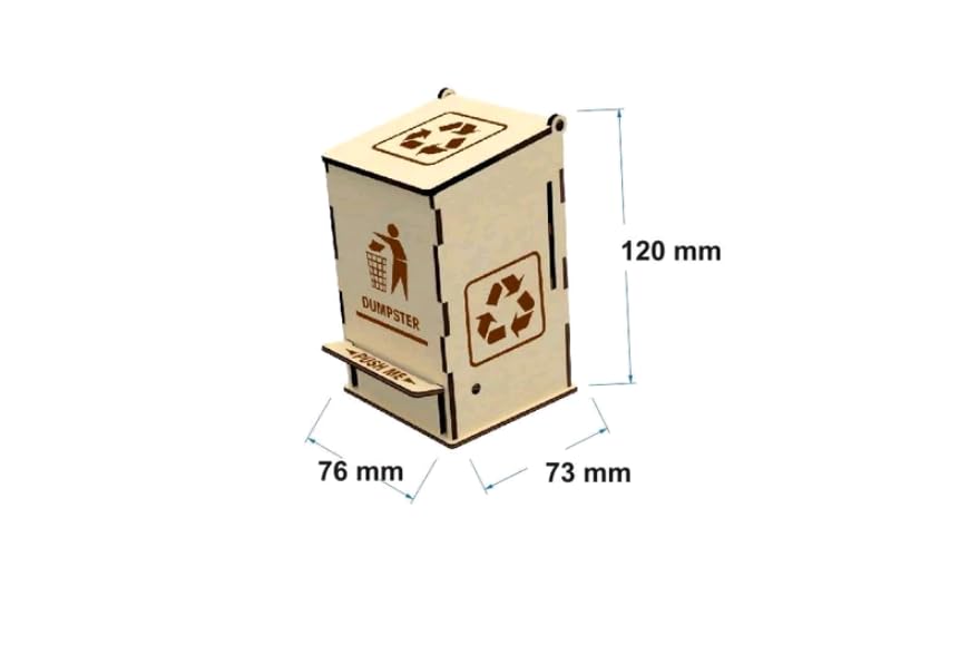 LASERMEECRAFT Miniature Wooden Pedal Bin - Desk Wastebasket, Small Trash Can, Novelty Gift | Made in India, 7.6x7.3x12 cm 4
