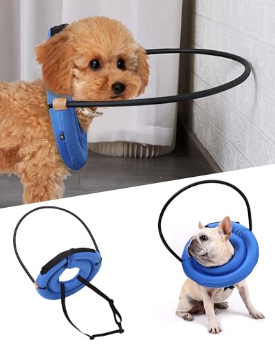 Image of Blind Dog Bumper Halo, Harness Guiding Device for Dogs, Anti-Collision Ring for Protection & Confidence Building, Blue, Neck: 17.3 inches