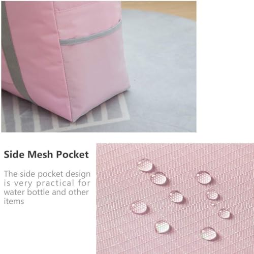 Image of CAVALO Be Unique Travel Duffle Bag for Luggage Spacious with Pockets Foldable Weekender Zipper Bag, Stylish Handbag Carry on Trolley Bag Waterproof Nylon Pink (44 x 18 x 35 cm)