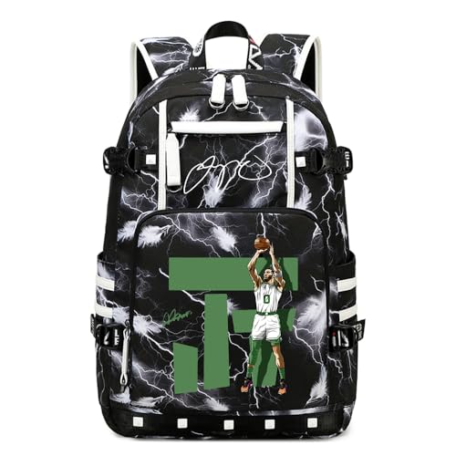 buluuoor Basketball Player Tatu-m 0 Student Backpack Mens and Womens Laptop Backpack Ultralight Travel Backpack Schoolbag (Black and White1)