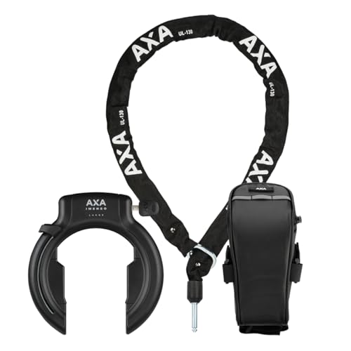 AXA Set Imenso L Retractable + ULC 130 + Transporttasche Rahmenschloss Set mit Einsteckkette und Tasche Hohe Sicherheit