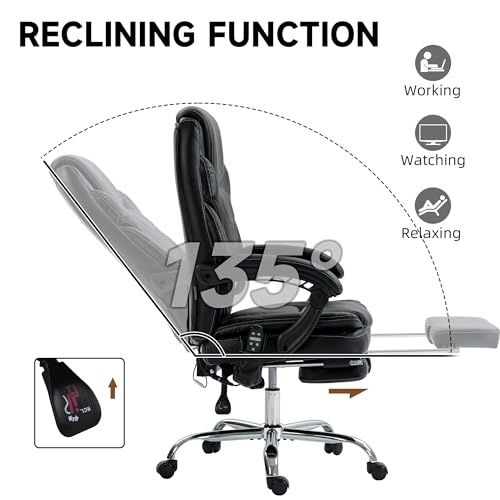 Vinsetto US921-682V80BK0131 Pu Leather Vibration Massage Office Chair thumb #5