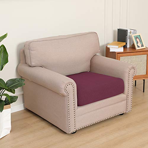 Image of Easy-Going Stretch Chair Cushion Cover Sofa Cushion Furniture Protector Sofa Seat Sofa Slipcover Sofa Cover Soft Flexibility with Elastic Bottom(Chair Cushion, ASH Rose), Small