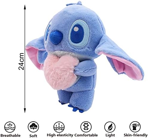 Lilo & Stitch Plush Doll 2 Piece Lilo & Stitch Plush Doll Kawaii Cute Soft Doll Cuddling Playing Girls Boys & Babies Soft Doll Children Birthday Gifts 20 cm Lilo Stitch Plush Doll, Blue,pink, 24cm
