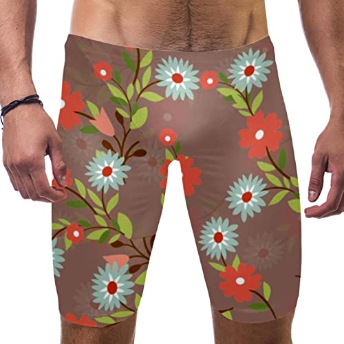 Maillot de bain pour homme idéal pour la plage à fleurs rouges et bleues S