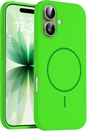 Image of DIZORO Magnetic for iPhone 17 Case, Compatible with MagSafe, Integrated Silicone Camera Control Cover, Thicken Shockproof Drop Protection Phone Case for 17,Neon Green