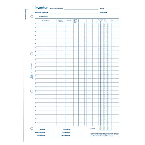 AVERY Zweckform 1101 Inventurbuch (A4, 50 Inventurformulare, mikroperforiert und 4-fach gelocht, zur regelmäßigen und exakten Bestandsaufnahme, hand- und schreibmaschinengerechter Zeilenabstand) weiß