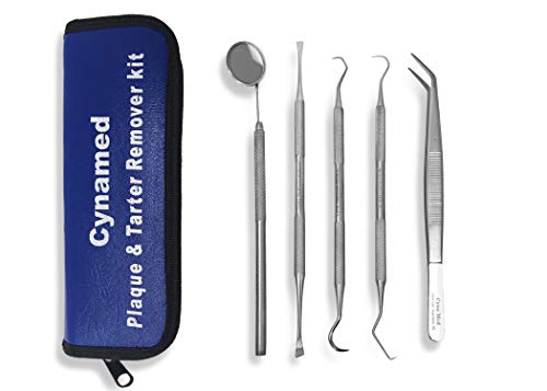 Cynamed -Dental Tools Dental Pick Oral Care Kit, Stainless Steel Dental Hygiene Kit Set, Tooth Scraper Tartar Dental Scaler Tweezers Mouth Mirror for Personal & Pet Oral Care Use