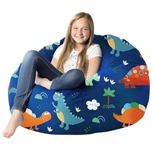 Dafftos Bean Bag Storage Toddler Kids’Rooms Organizer Giant Beanbag Great Plush Toy Alternative Washable Ultra Soft Cover Dinosaur Plush Toys or Textile Sack Bag Space Save (Without Filling) X-Large