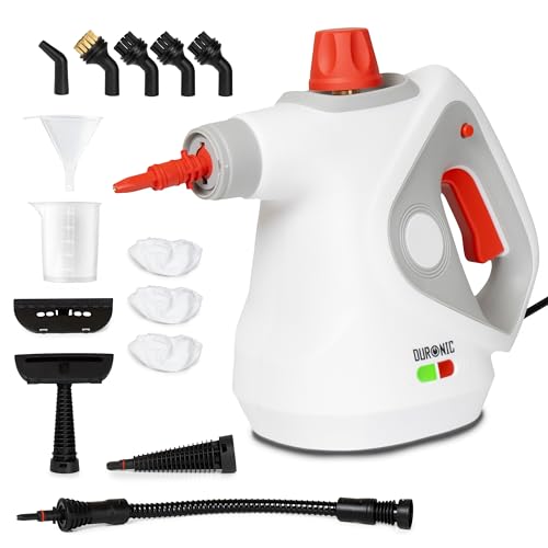 Imagen de Duronic SC32 WE Limpiador de Vapor de Mano 1050W Limpiador Vapor Portátil Multifunción Depósito 350 ml para Sofá Tejidos Juntas Ducha Horno Fregadero Ventanas Espejos Limpieza sin Químicos