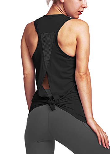 Bestisun Workout Tanks Gym Yoga Shirts Athleitc Clothes Workout Tank Tops Muscle Tank Flowy Tops Activewear for Women Black L