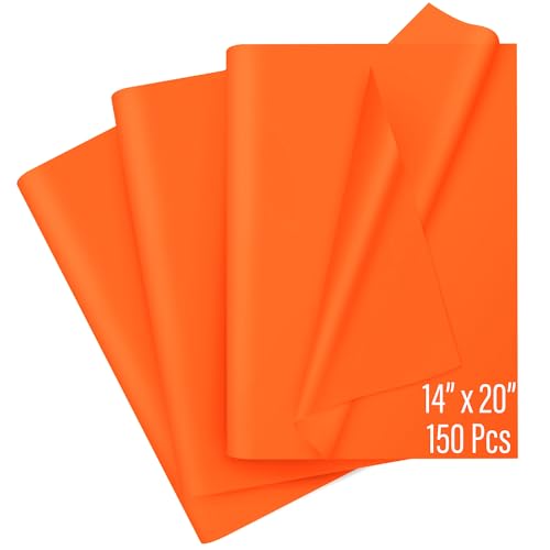 SANZIX 150 Sheets Orange Tissue Paper for Gift Bags Bulk 14x20 Inch - Orange Christmas Wrapping Paper for Christmas Gifts Flowers Crafts Thanksgiving Halloween Holiday & Xmas Decorations