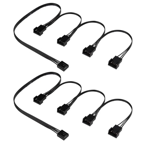 Binghe 4 Pin PWM Splitter para Ventiladores PC, Cable Adaptador de 4 Pines a 1 a 4, Cable de extensión para Control de Temperatura PWM para Ventiladores de Carcasa, Ventilador de Placa Base(2 Piezas)