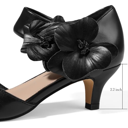 Image of Pointed Toe Low Kitten Heels Women Ankle Strap Slip on Pumps | Closed Toe, 2.2 Inch short heels,Synthetic Upper /Suede,Bridal Dress Shoes - 8 Colors, Wedding, Party and Formal Events
