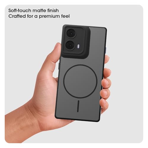 Image of Amazon Basics Back Cover for Motorola Moto Edge 50 Fusion 5G / Motorola Moto G96 5G | Hard Back | Shockproof | Mag-Safe Design (Mag-Safe Not Support) Protective Bumper Case (Black Mag-Safe)