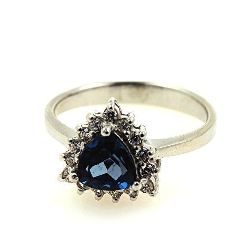 Bague topaze bleue en argent 925 véritable pour femme