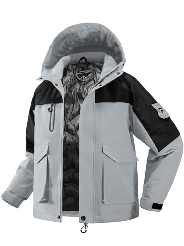 Boys Softshell Jacket with Magic Sleeve Patches Adjustable Hood Cuffs for Skiing Ages 6-16Y4