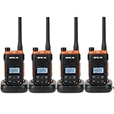 Los walkie talkie de 1500 mAh tienen una batería de larga duración; alimentado por USB y base de carga; función de ahorro de energía y advertencia de batería baja