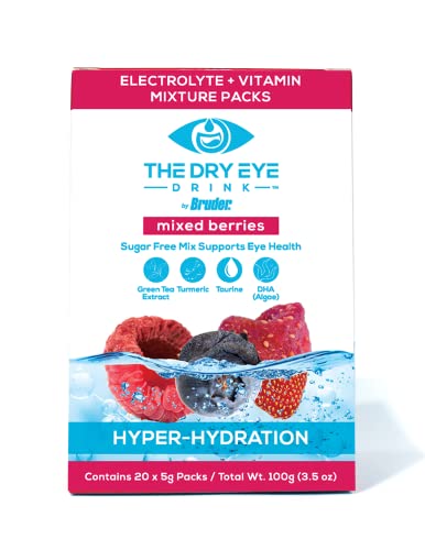 The Dry Eye Drink Mixed Berry Flavor L Ultimate Hydration For Dry Eyes L Sugar-Free Electrolyte Powder Packets L Blended With Vitamins, Green Tea, Turmeric, Taurine, And Dha L 5G X 20 Packets #TOP28