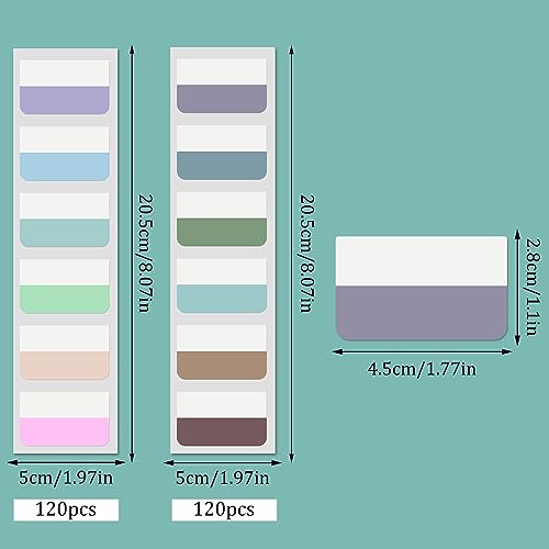 Image of 240 Pcs Sticky Index Tabs, Colored Book Sticky Tabs for Notebooks, Repositionable Page Tabs for Notebooks File Classification,12 Colors (1.8x1 Inch)