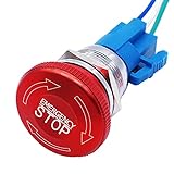 TWTADE 22mm Emergency Stop Push Button Switch 12-220V 3A Mounted Thread 3 Pin Latching Stainless...
