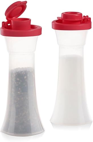 Tupperware - Mini salero y pimentero con forma de reloj de arena de 4 pulgadas, color rojo