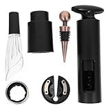 ULTECHNOVO 6 piezas Sacacorchos Rotatorios y Vertedores de Vino al Material Aluminio y Abs Diseño Ergonómico para del Vino Práctico y Portátil Color Negro