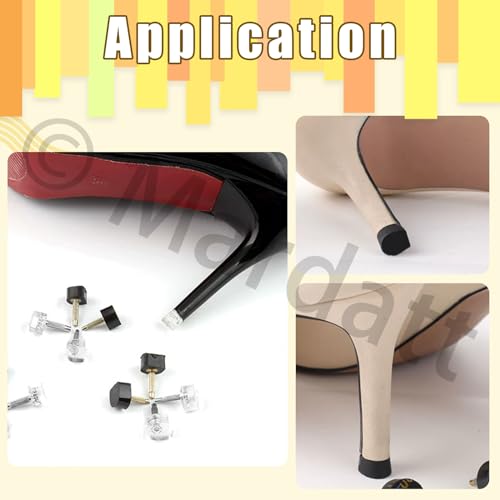 Image of 30 Pairs 5 Sizes High Heel Replacement Tips Pin Kit with 6 inch Heel Caps Remove Pliers, 8 /9 /10 /11 /12mm 2 Pins Diameter U Shape Dowels Heel Tips Shoes Heel Repair for Women