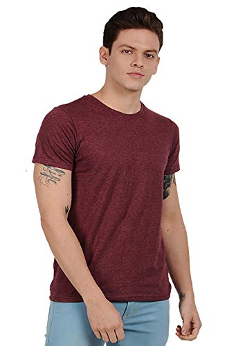 Image of Josh Daniel Men's Plus Size Cotton Rich Round Neck Half Sleeve Solid T-Shirts - Pack of 3 (PLUS-SCRN-3-MA-NM-RBM, Maroon, Navy Blue & Royal Blue Melange)